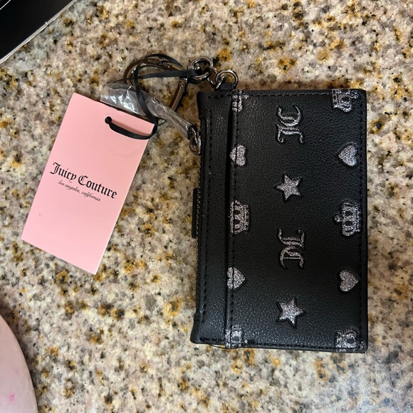 Juicy Couture Black Card Holder with Silver Stars - Picture 2 of 2
